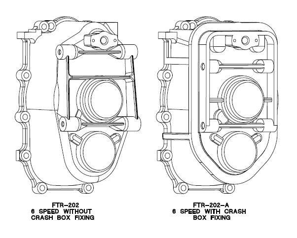 FTR gearbox bearing carriers side by side