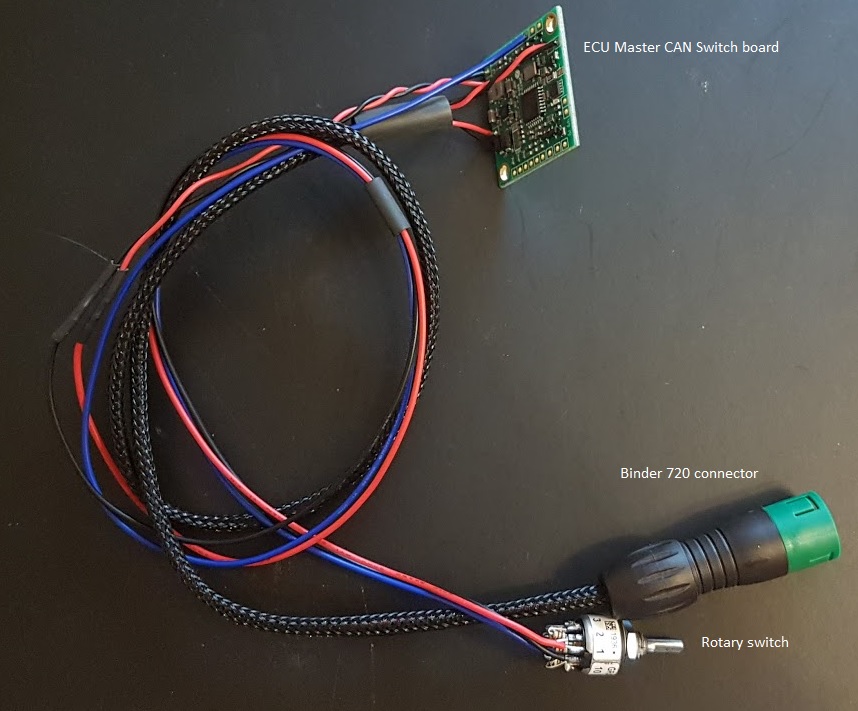 ECU Master CAN Switch board with rotary switch ready for testing