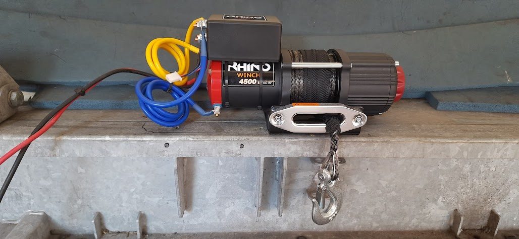 Rhino winch installed in the trailer